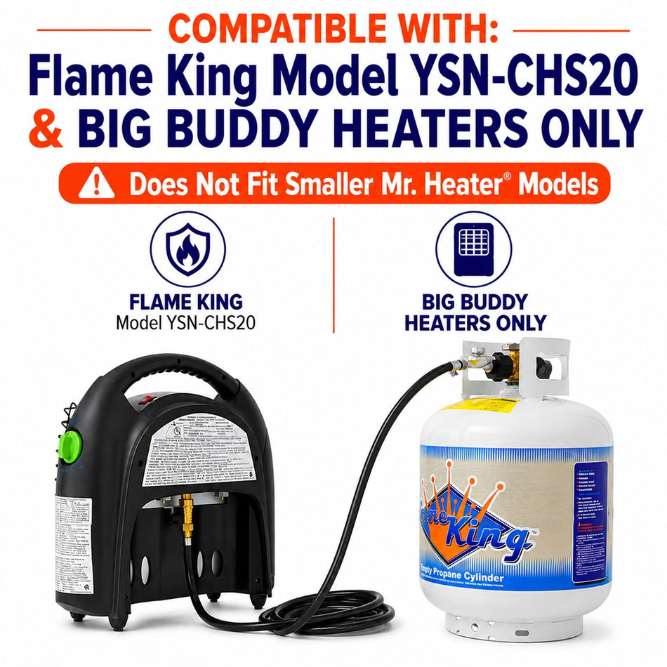 12FT QCC/Type 1 Regulator Hose with 1/4 Quick-Connect Adapter for Flame King Heaters and Buddy Mr Heaters