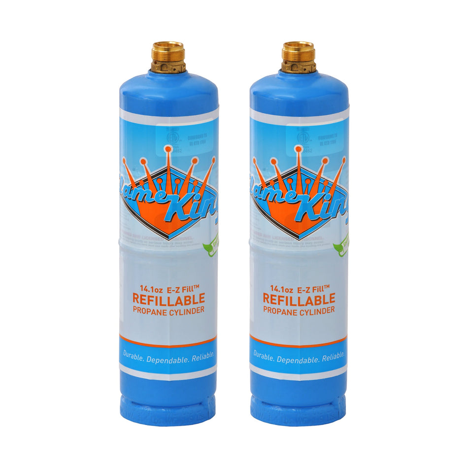 Flame King 1lb Refillable Propane Tank Welding LP Cylinder 14.1 - 2 Pack Eco Friendly Sustainable Tank