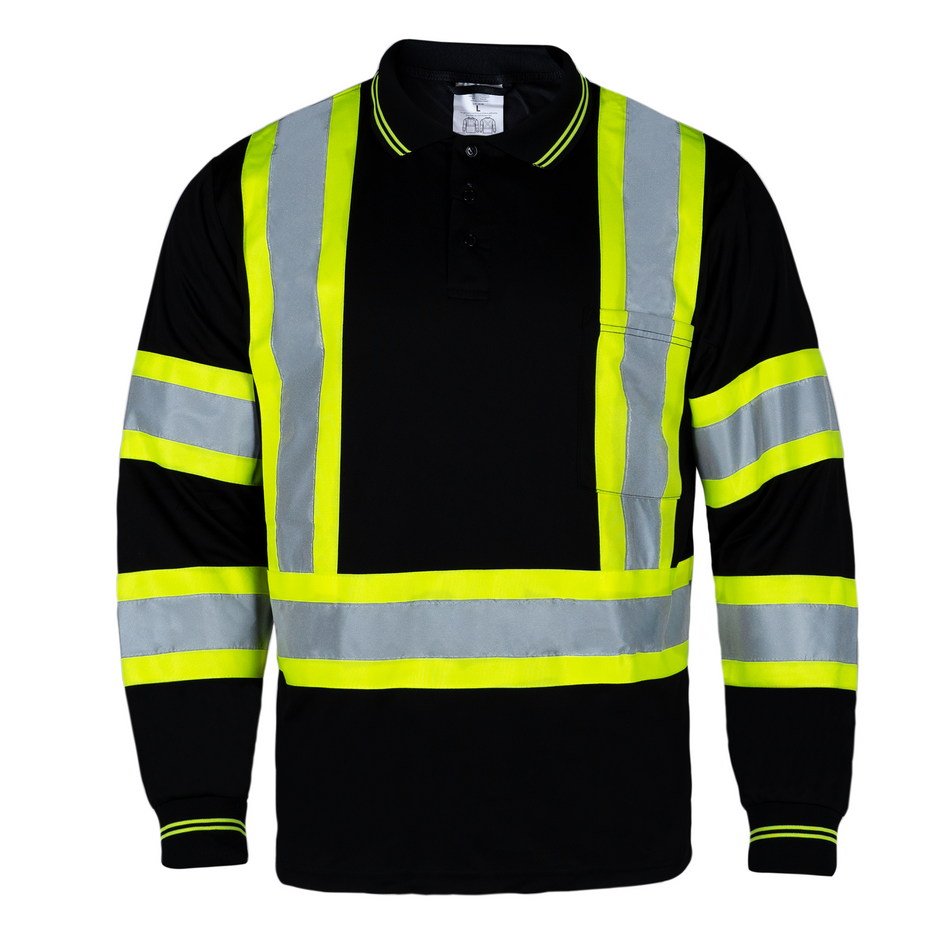 Jorestech Hi-Vis X-Back Reflective Two-Tone Safety Long Sleeve Polo Shirt