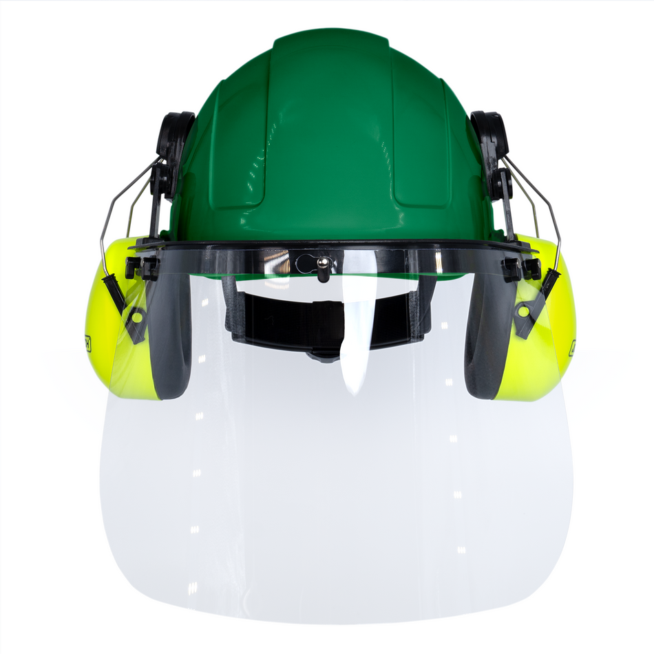 Jorestech Cap-Style Hard Hat Kit with Lime Mountable Earmuffs and Hi-Transparency Face Shield