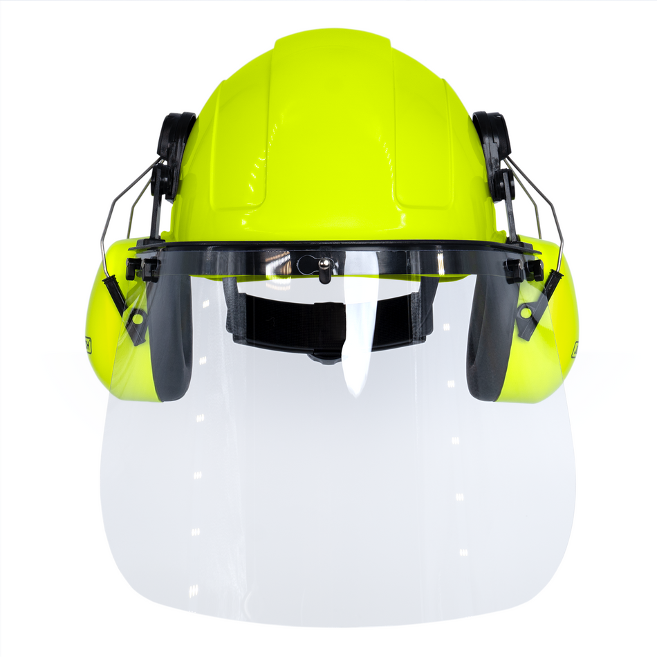 Jorestech Cap-Style Hard Hat Kit with Lime Mountable Earmuffs and Hi-Transparency Face Shield