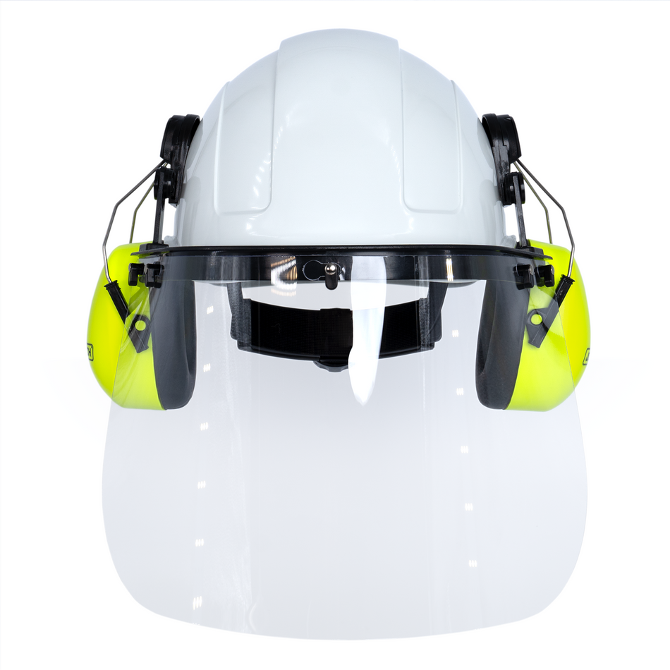 Jorestech Cap-Style Hard Hat Kit with Lime Mountable Earmuffs and Hi-Transparency Face Shield