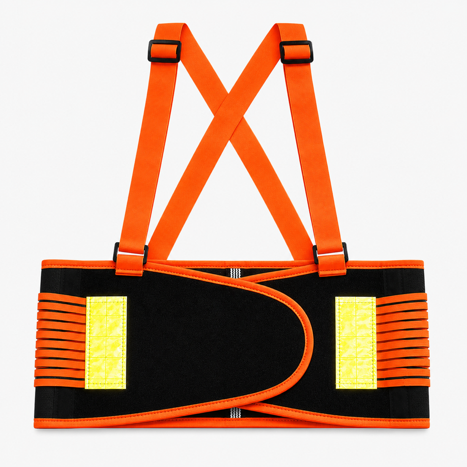 Jorestech Hi-Vis Adjustable Back Support Belt with Suspenders and Reflective Strips