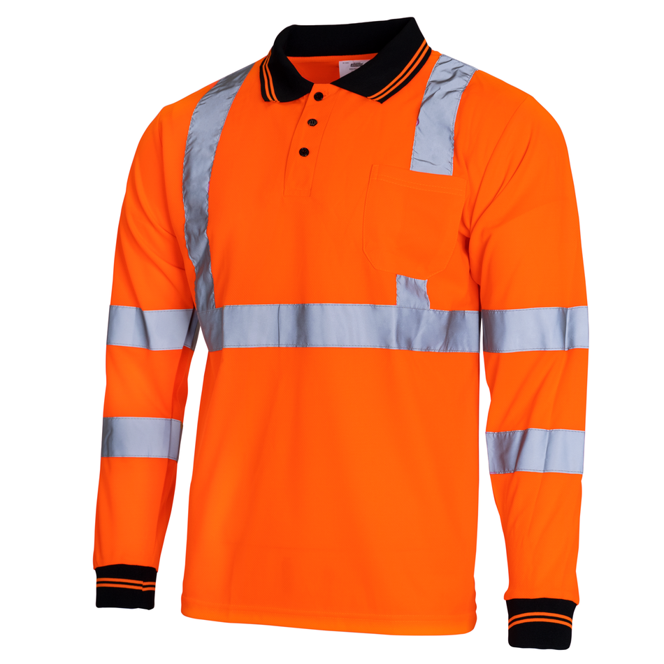 Jorestech High Vis Reflective Safety Long Sleeve Polo Shirt