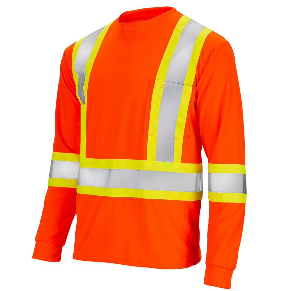 Jorestech High Vis Orange Shirt | Two-Tone Reflective Long Sleeve in Orange, Lime, Black