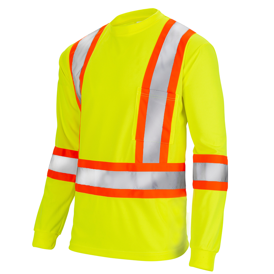 Jorestech High Vis Orange Shirt | Two-Tone Reflective Long Sleeve in Orange, Lime, Black