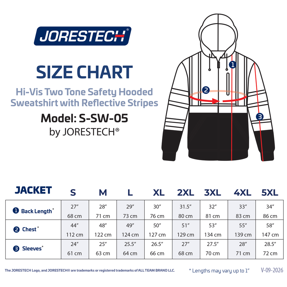 Jorestech Hi-Vis Two Tone Yellow/Black Safety Hooded Sweatshirt with Reflective Stripes