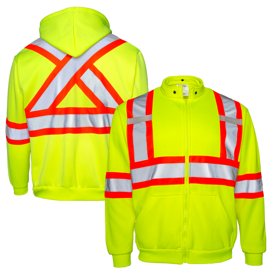 Jorestech Hi-Vis X-Back Two Tone Safety Hooded Sweatshirt with Reflective Stripes