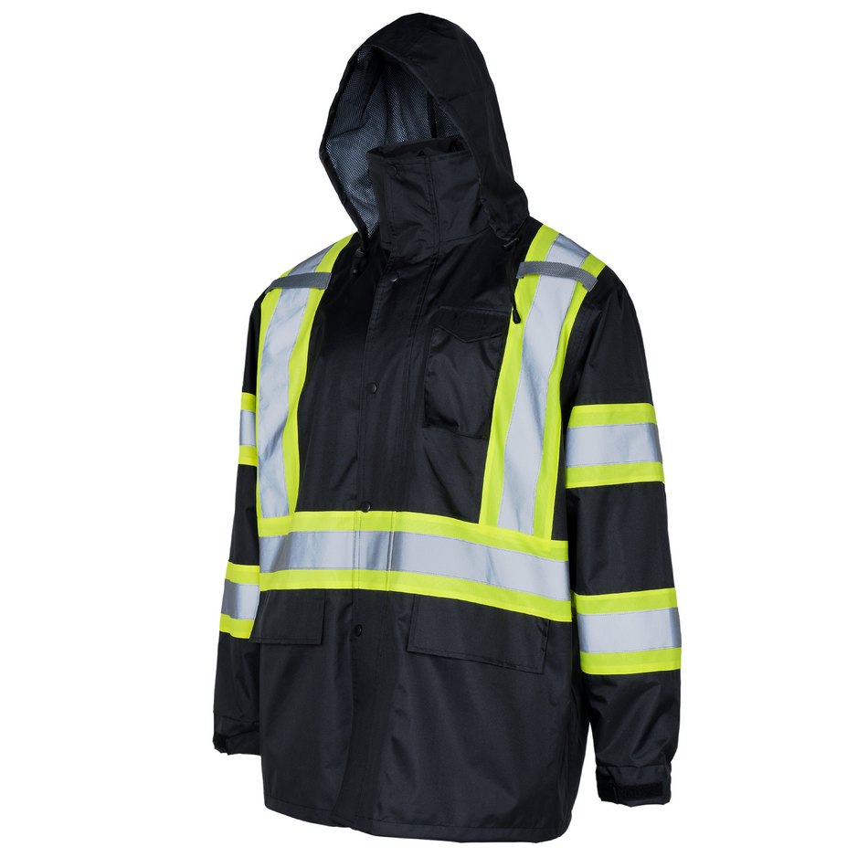 Jorestech Hi Vis Two Tone Safety Rain Jacket With X Reflective Stripes