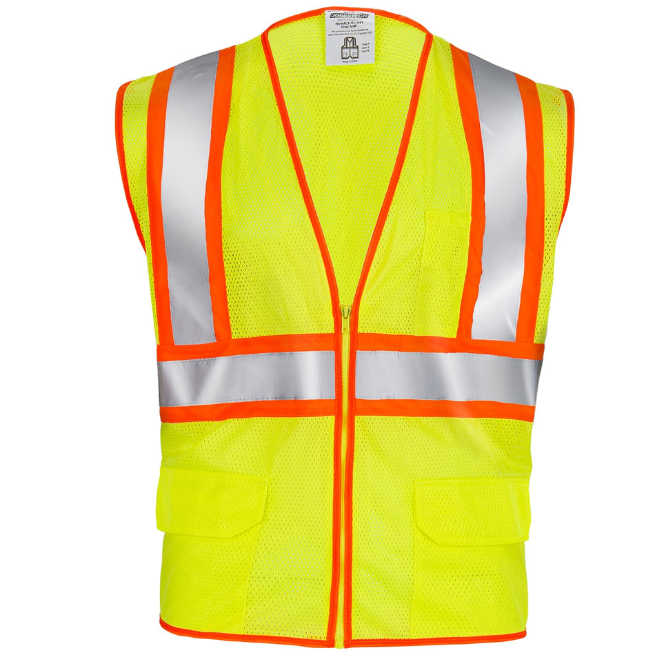 Jorestech Hi-Vis Two Toned Mesh Safety Vest with 2” Reflective Strips and Pockets