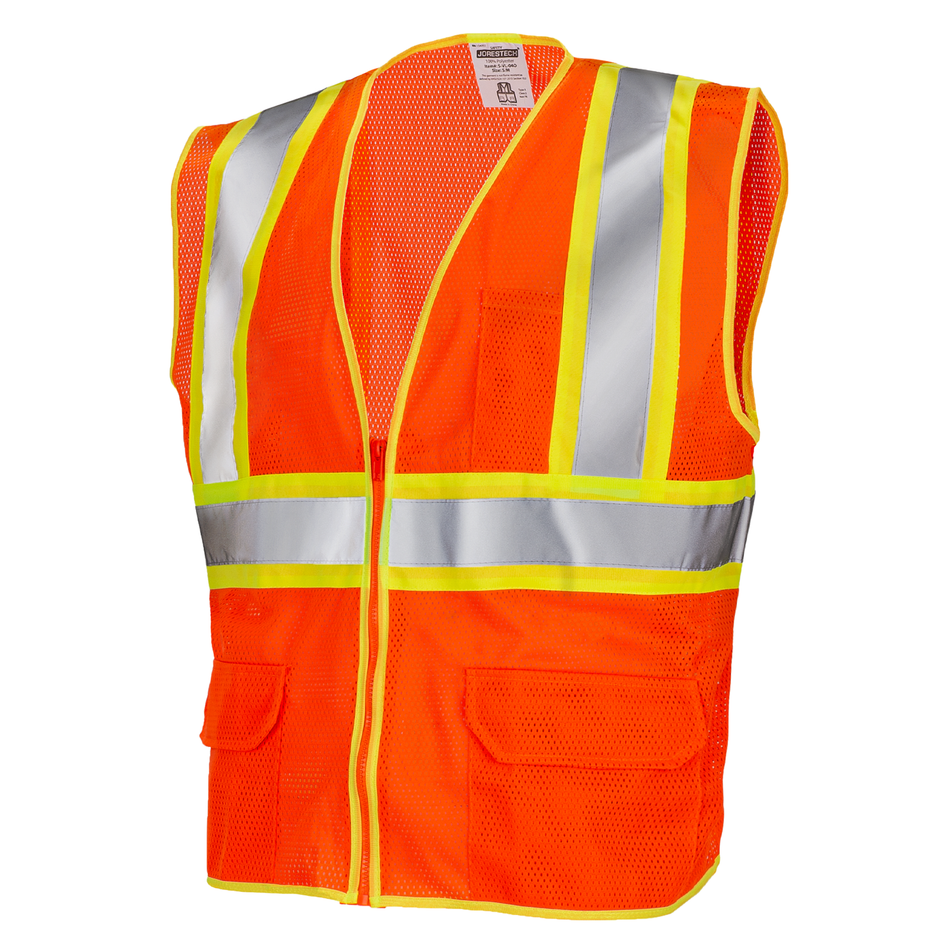 Jorestech Hi-Vis Two Toned Mesh Safety Vest with 2” Reflective Strips and Pockets