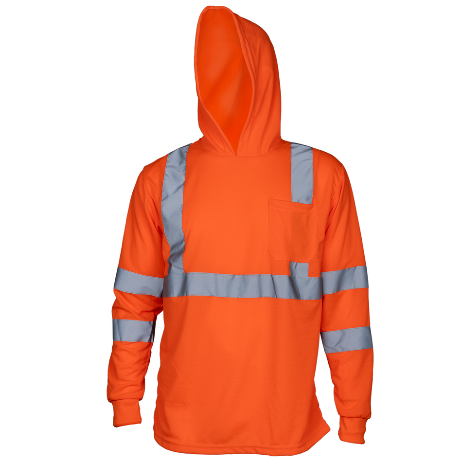 Jorestech High Visibility Long Sleeve Safety Shirt With Reflective Strips and Hoodie