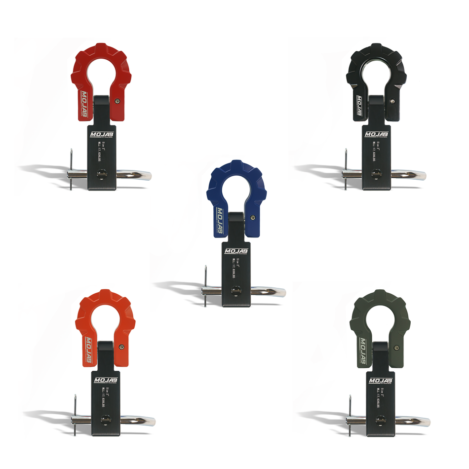 MOJAB 2'' Aluminum Hitch Receiver with Aluminum D-Shackle 9T-Ceramic coated