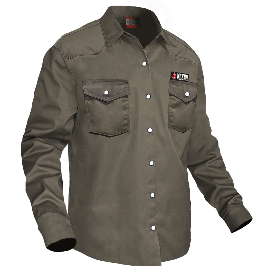 Nexon FR Shirt Ash Gray With Pearl Snap Buttons