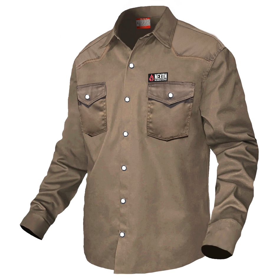Nexon FR Shirt Tan With Pearl Snap Buttons