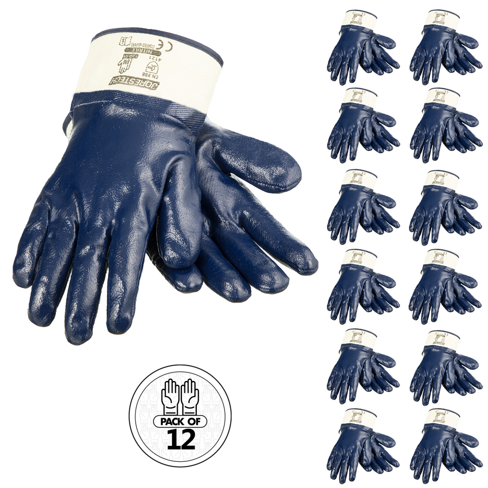 Jorestech Fully Coated Nitrile Safety Work Gloves – Pack of 12
