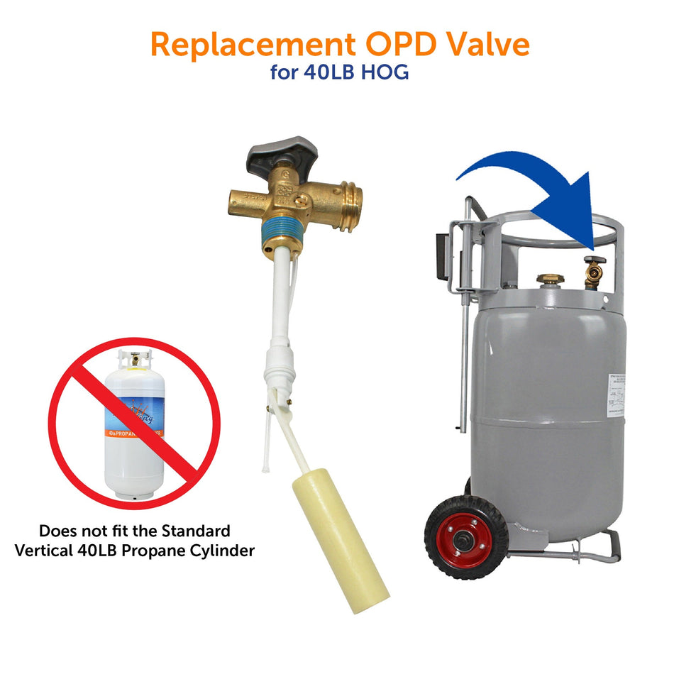 Flame King 40lb OPD Valve for  Hog or Horizontal Propane Cylinder