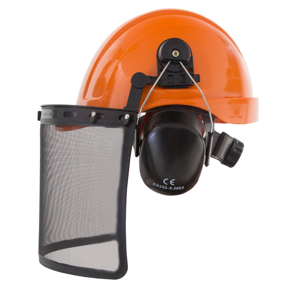Jorestech Safety Cap-Style Helmet System with Iron Mesh Face Shield and Earmuffs Black