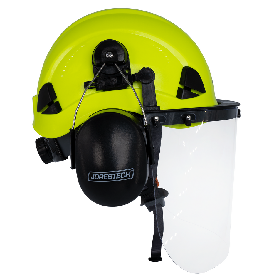 Jorestech Safety Helmet System with Face Shield and Earmuffs