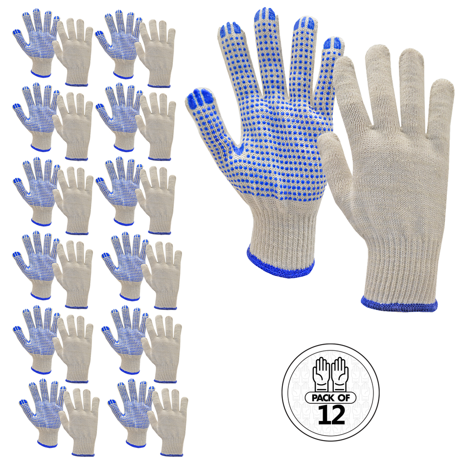 Jorestech Safety Knitted Multi-Purpose Gloves with Anti-Slip PVC Dotte ...
