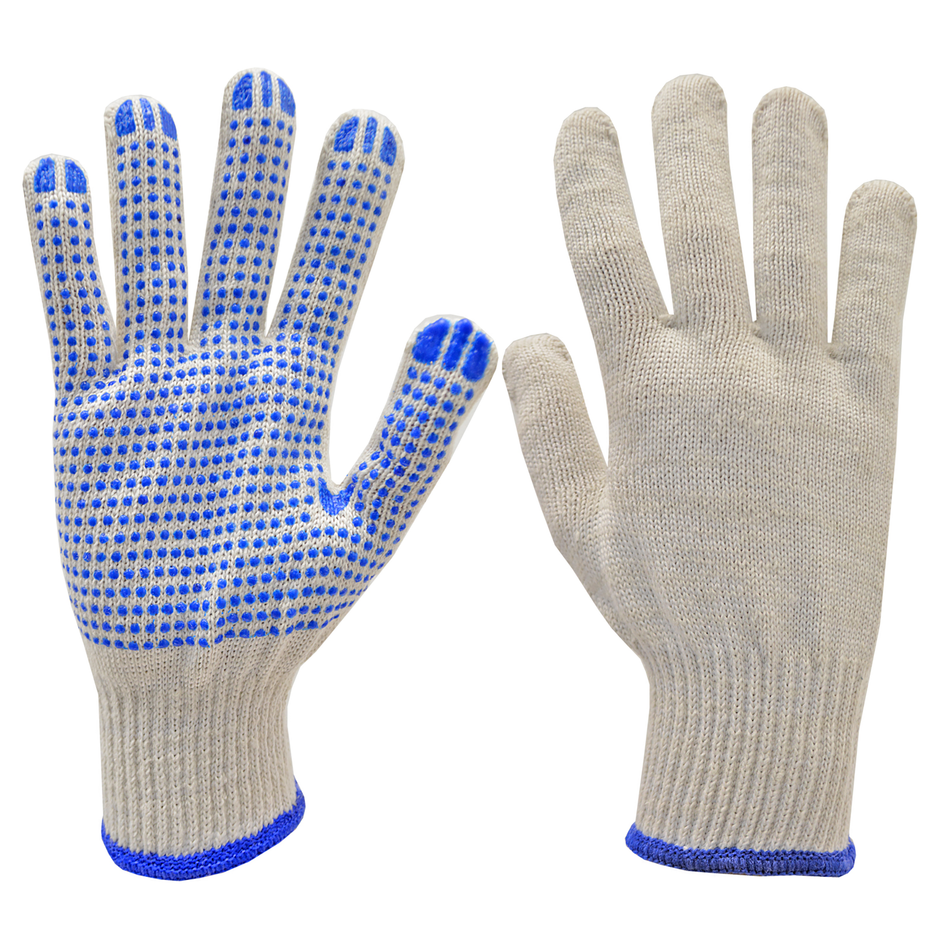 Jorestech Safety Knitted Multi-Purpose Gloves with Anti-Slip PVC Dotted Palms – Pack of 12