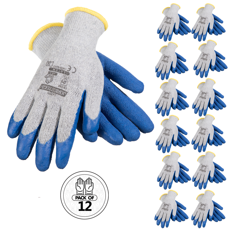 Jorestech Safety Work Gloves with Crinkle Latex Dipped Palms – Pack of 12