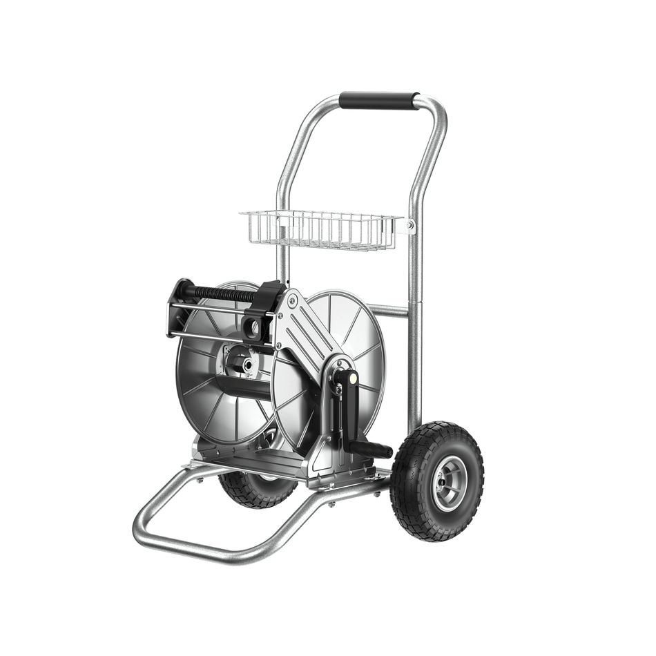 Giraffe Tools Hose Reel Cart-2 Wheels-Stainless Steel-Heavy Duty