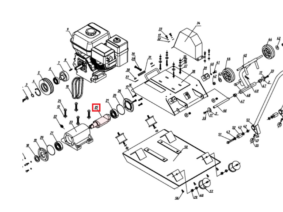 Tomahawk Handle Shockmount #42 (HZR80.5-2) and #43 (GB/T6170) (P009) Spare Part for TPC80 6HP Kohler Compactor
