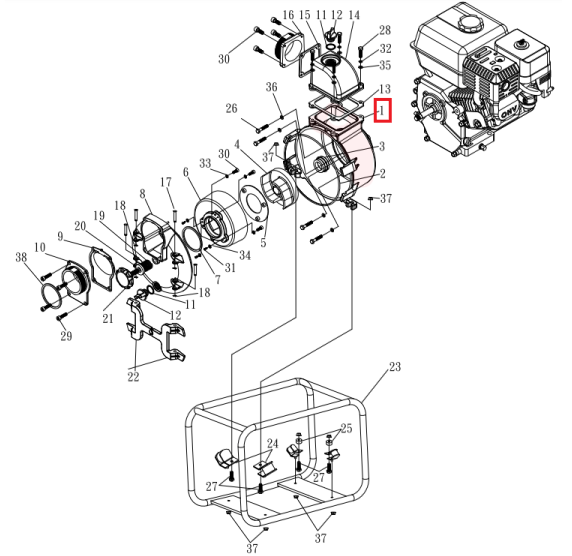 Tomahawk Casing (30T2-1) Spare Part for TW3H 3" Honda Trash Pump
