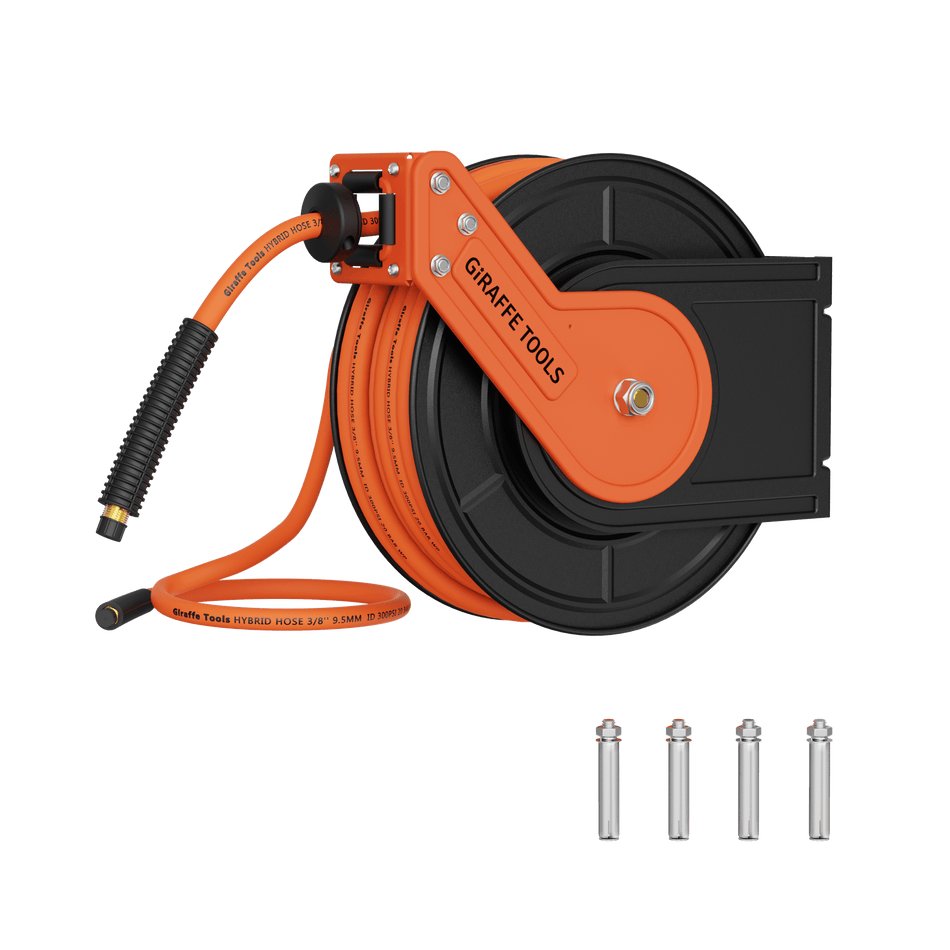 Giraffe Tools Retractable Air Hose Reel-Alloy Steel Reel-3/8in 25ft-50ft