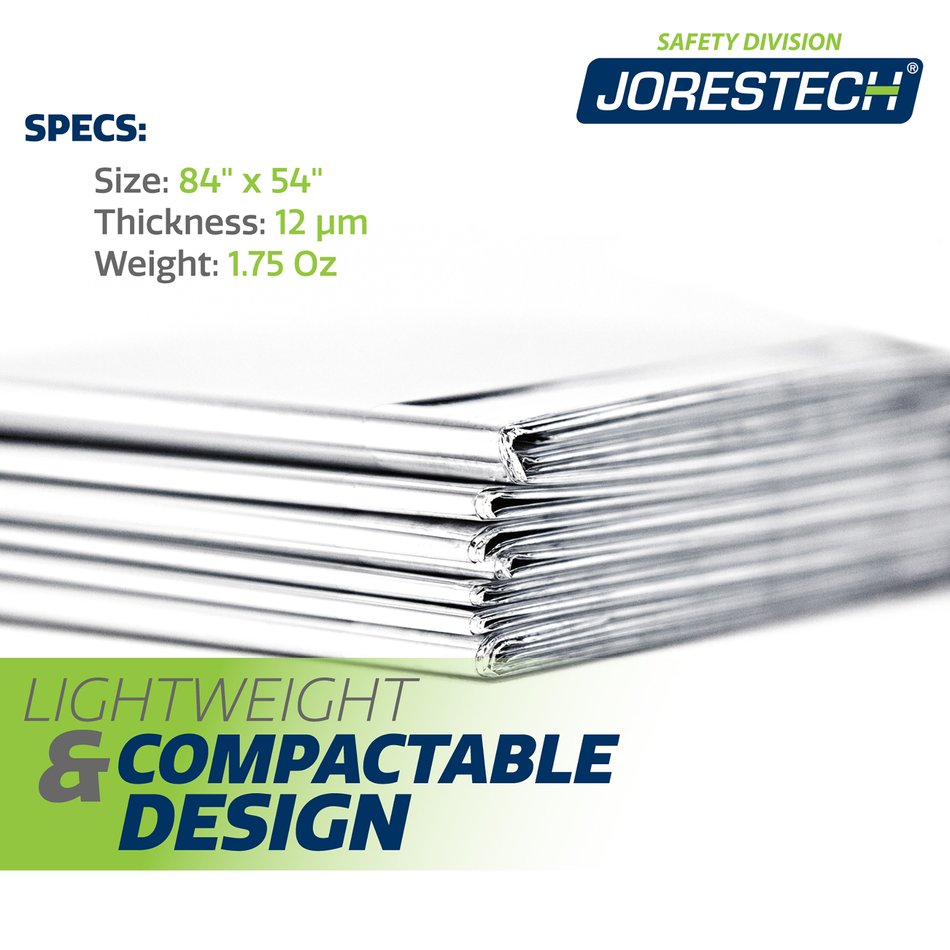 Jorestech Thermal Foil Weatherproof Emergency Blanket - Pack of 5