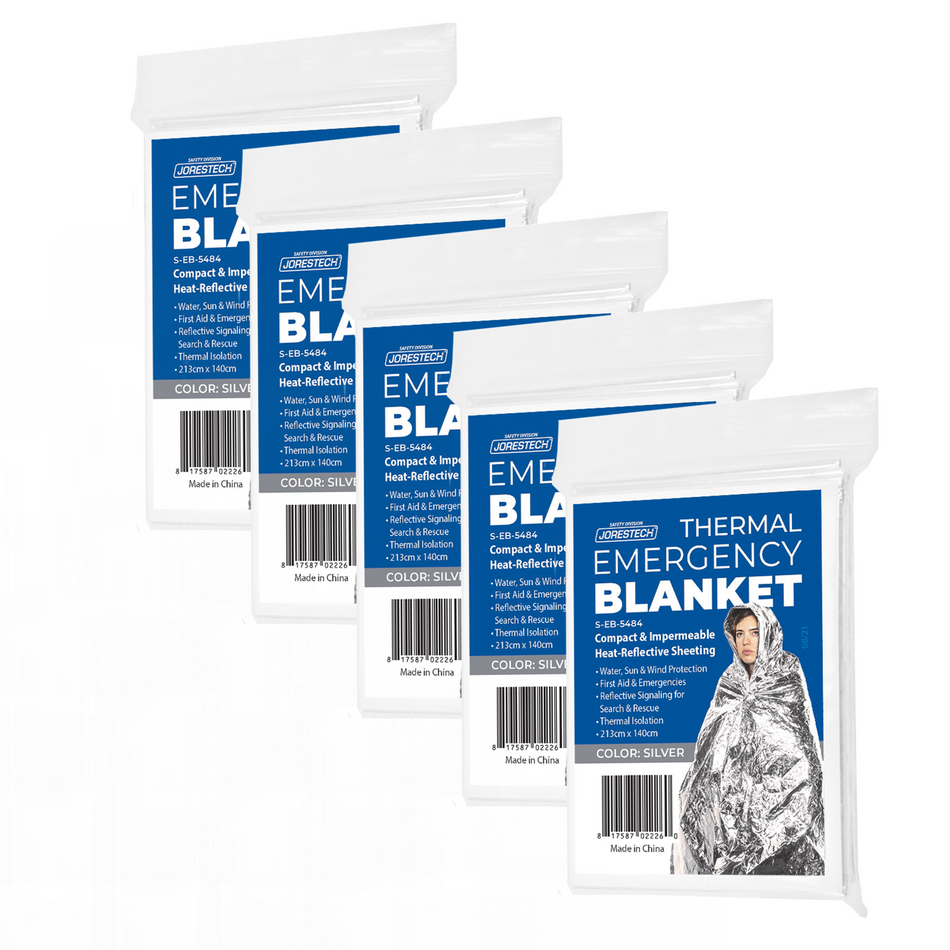 Jorestech Thermal Foil Weatherproof Emergency Blanket - Pack of 5