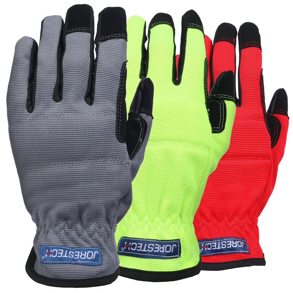 Jorestech Touchscreen Safety Work Gloves – Pack of 3