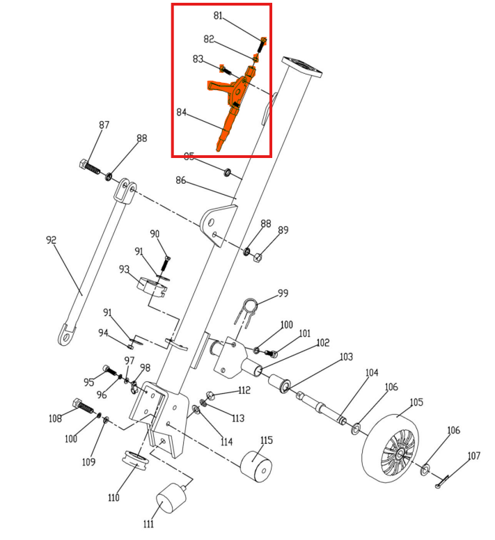 Tomahawk Throttle Cable Assembly Spare Part for TPC170H 6.5HP Honda Reverse Compactor