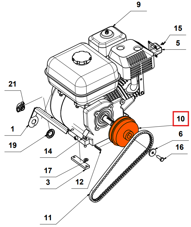 Tomahawk Clutch Assembly Replacement (P015) Spare Part for TPC90H 5.5HP Honda Compactor