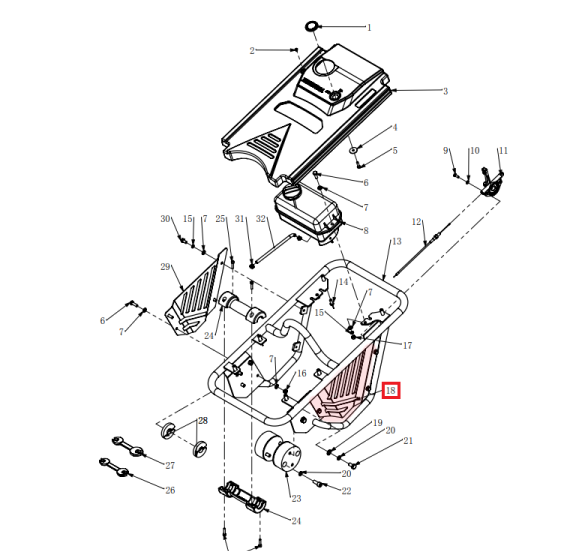 Tomahawk Right Shield Panel (P054) Spare Part for TR68H 3.6HP Honda Rammer