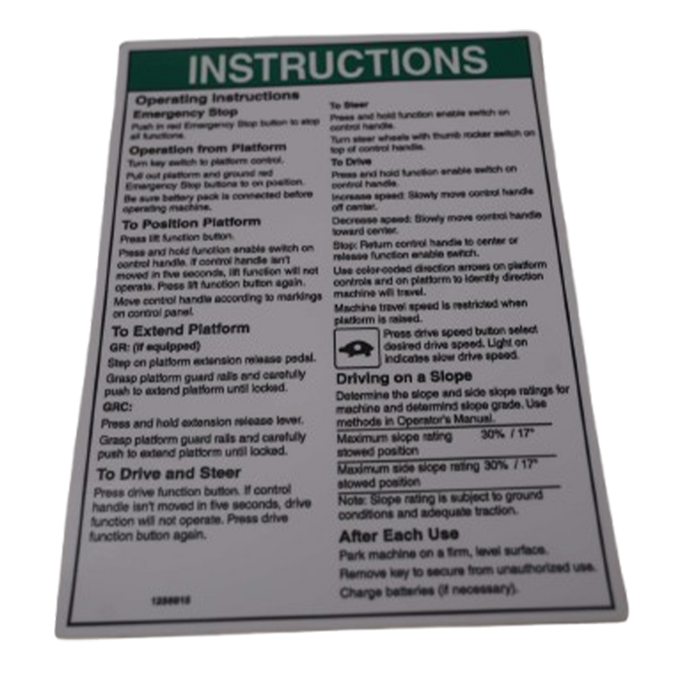 Decal - Operating Instructions TSA/GN1256915GT