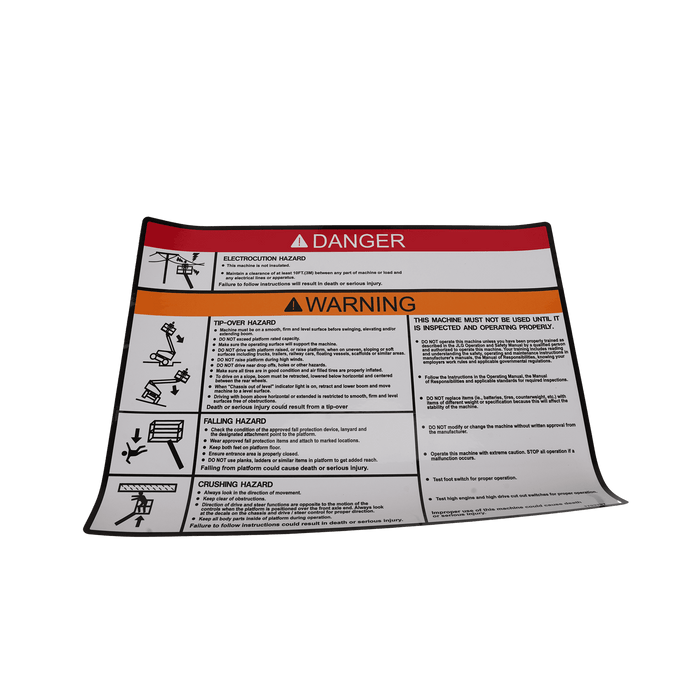 JLG Aftermarket Warning/Danger Plat Decals 1703797