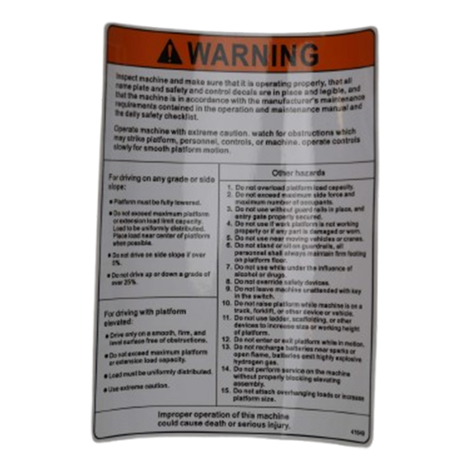 Decal Warning Panel TSA/MY41649