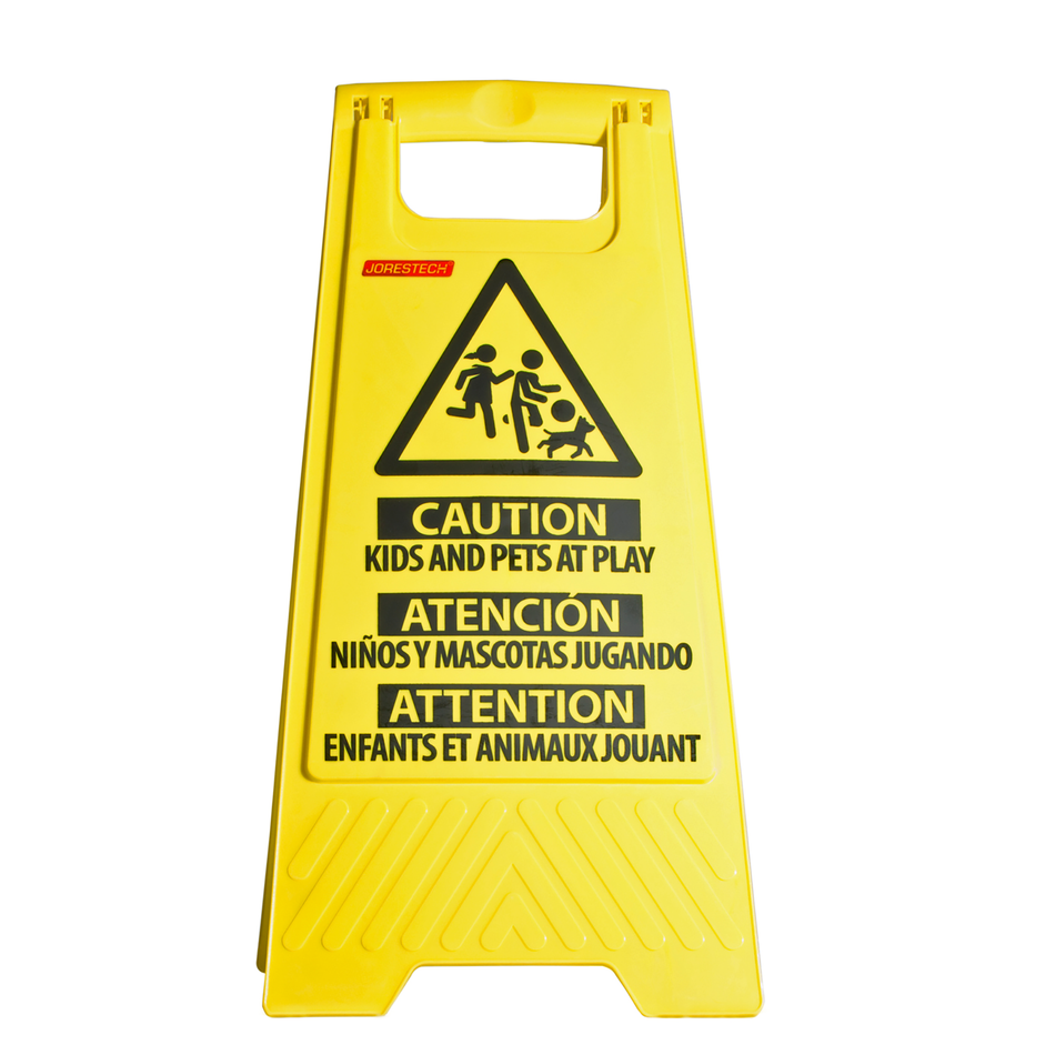 Jorestech Two-Sided Folding Floor Safety Multi-lingual Sign -  Kids at Play