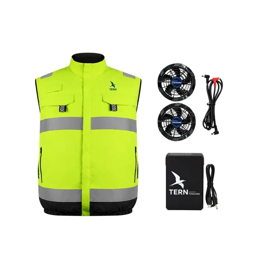 Tomahawk 30V Battery-Powered High Vis Fan-Cooled Vest Complete Cooling System