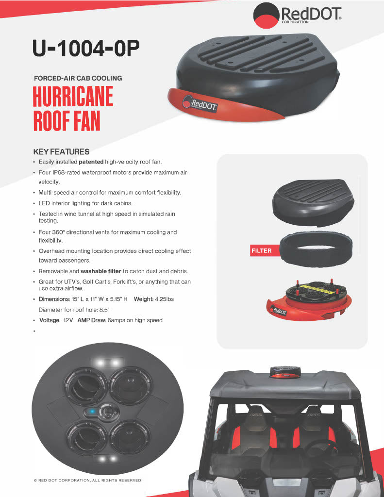Red Dot Rooftop Canopy Ventilator Fan 12v, U-1004-0P