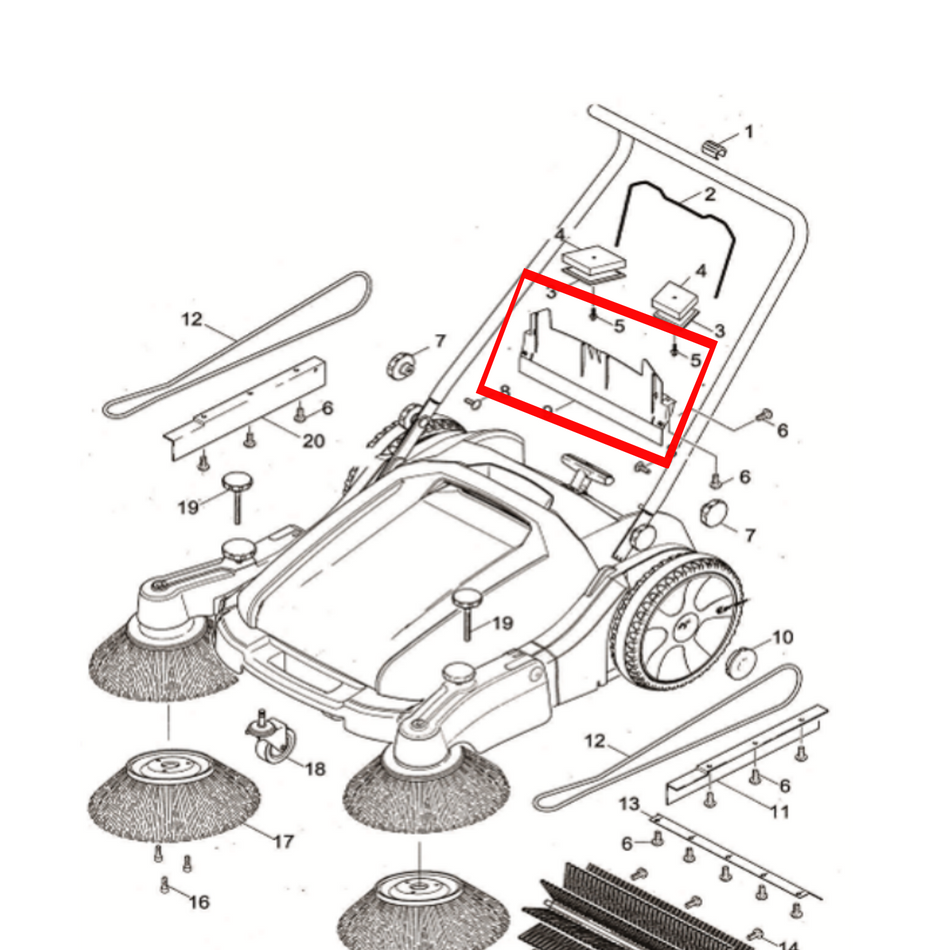 Tomahawk Rubber Middle Flap (P042) Spare Part for TOS38 Commercial 38" Push Sweeper