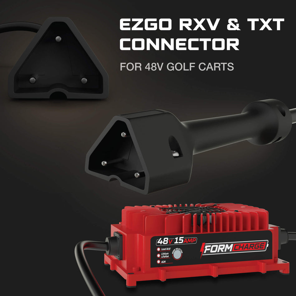 FORM Charge EZGO 48V Golf Cart Charger - RXV & TXT - 48V 15A Lithium, LiFePO4, Lead Acid, AGM