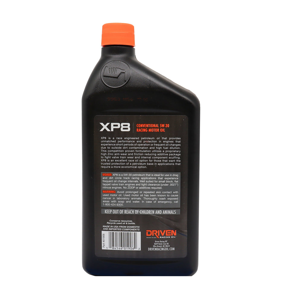 XP8 Conventional Racing Oil, 5W-30 QuartDriven Racing Oil