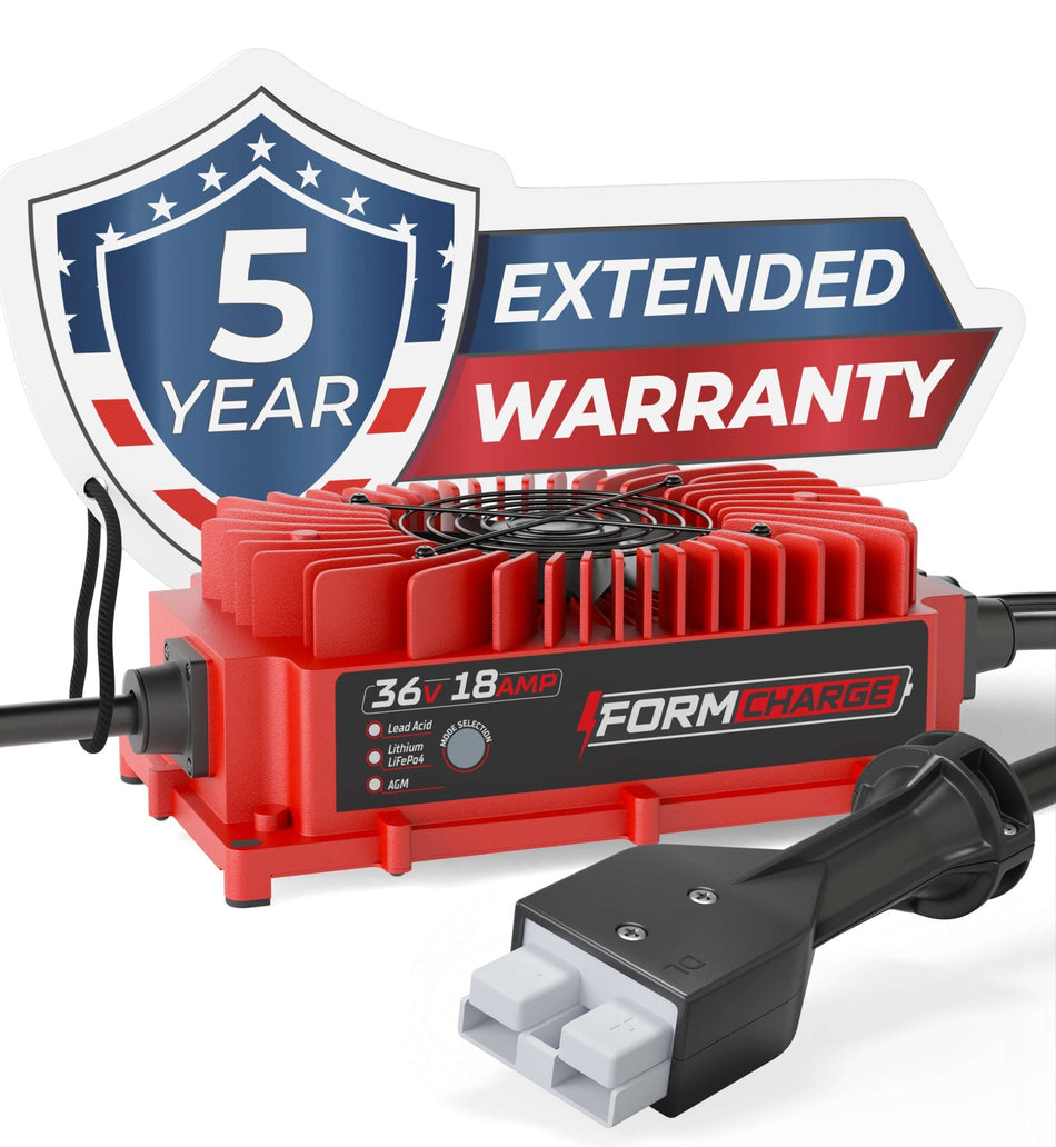 FORM Charge EZGO 36V Golf Cart Charger - Marathon - SB50 Anderson Plug - 36V 18A Lithium, LiFePO4, Lead Acid, AGM