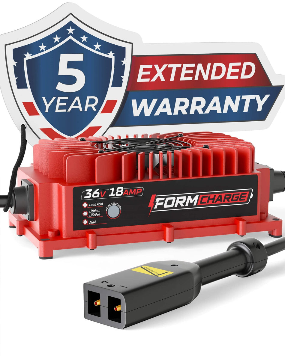 FORM Charge EZGO 36V Golf Cart Charger - TXT - 36V 18A Lithium, LiFePO4, Lead Acid, AGM
