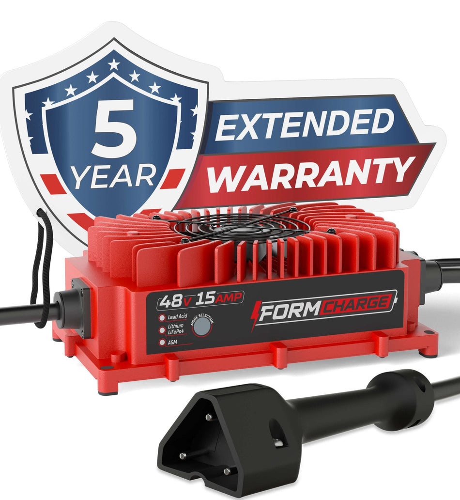 FORM Charge EZGO 48V Golf Cart Charger - RXV & TXT - 48V 15A Lithium, LiFePO4, Lead Acid, AGM