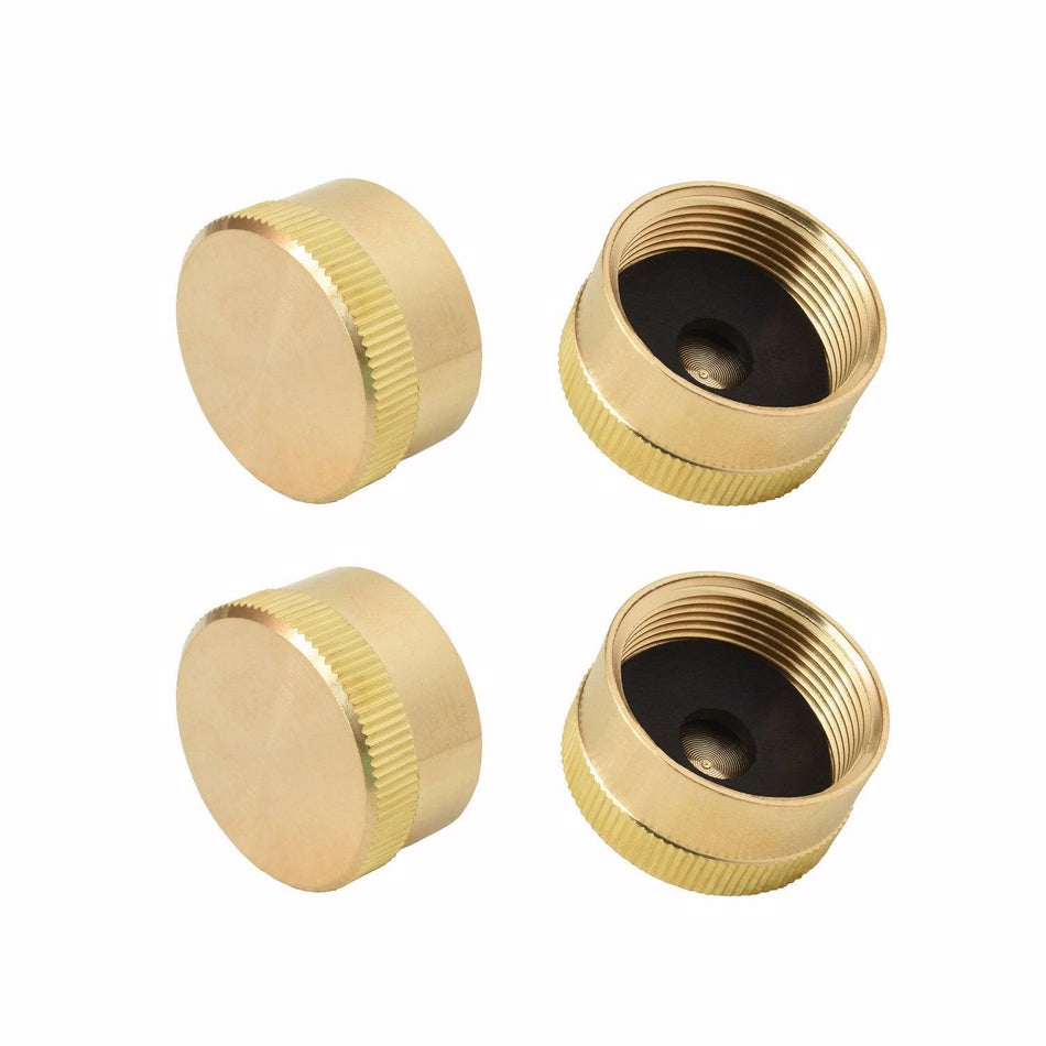Flame King 1 lb Propane Tank Caps - Brass Cylinder Caps (4 Pack)