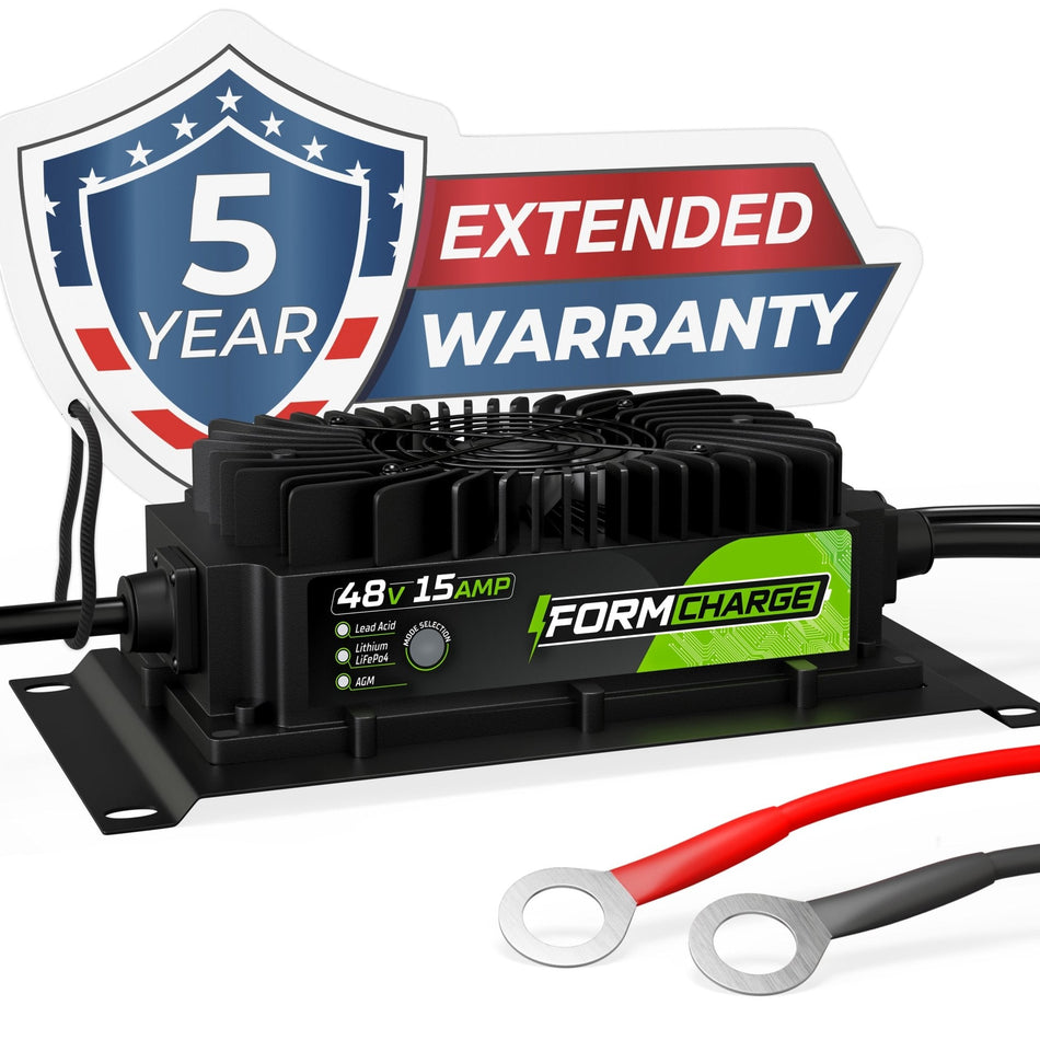 FORM Charge ICON 48 Volt Golf Cart Battery Charger - 48V 15 AMP Lithium, LiFePO4, Lead Acid, AGM